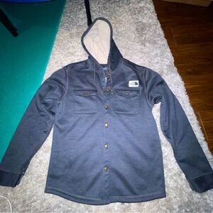 THE NORTHFACE SHERPA MENS HOODED JACKET FULL BUTTON M DARK BLUE